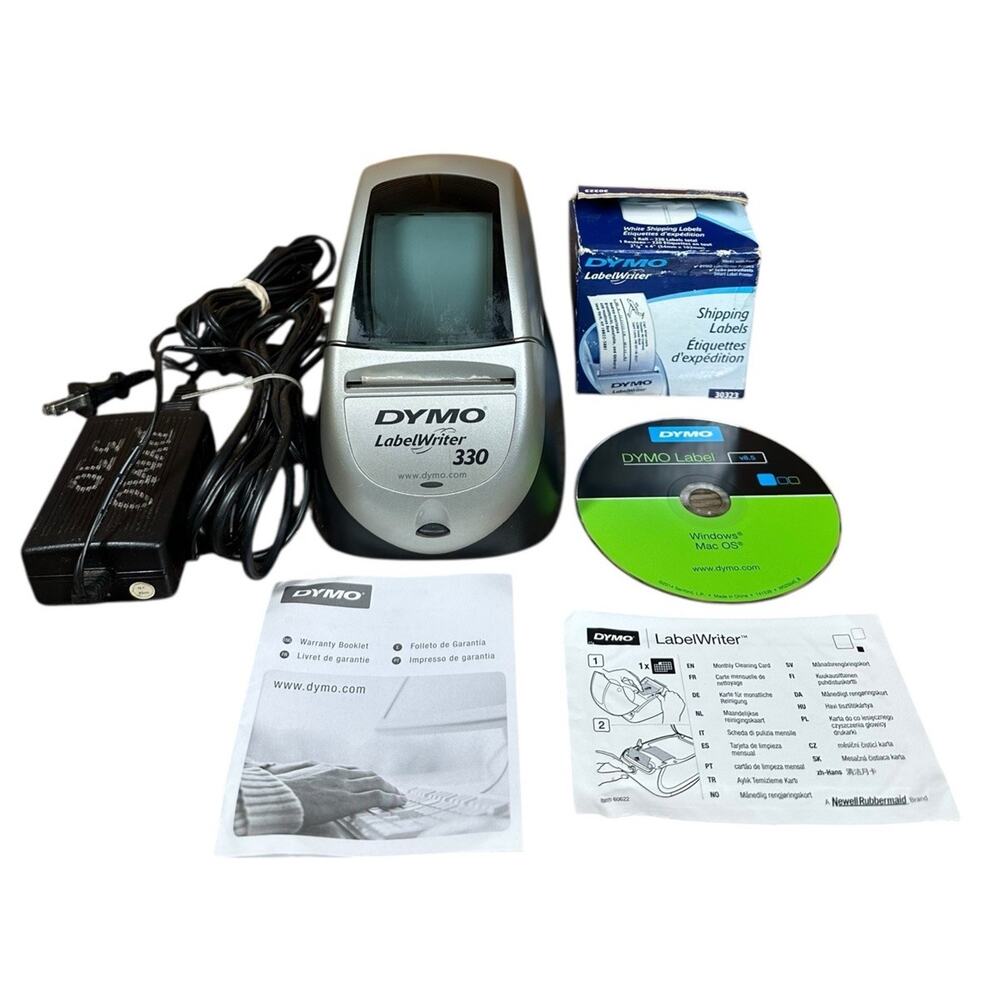 DYMO Labelwriter 330 Thermal Label Printer w/ USB & A/C Adapter Cords CD Labels